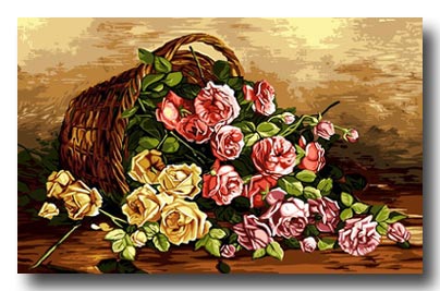 cesto con rose mezzo punto