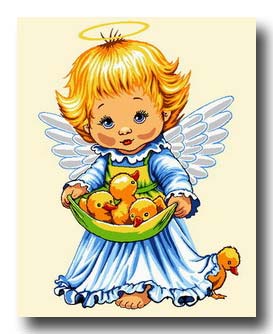 angelo con pulcini mezzo punto