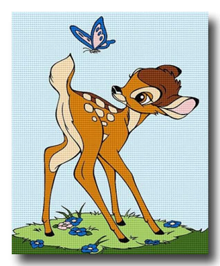 bambi con farfalla mezzo punto