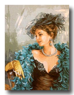 dama con piume mezzo punto