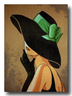 dama con cappello mezzo punto